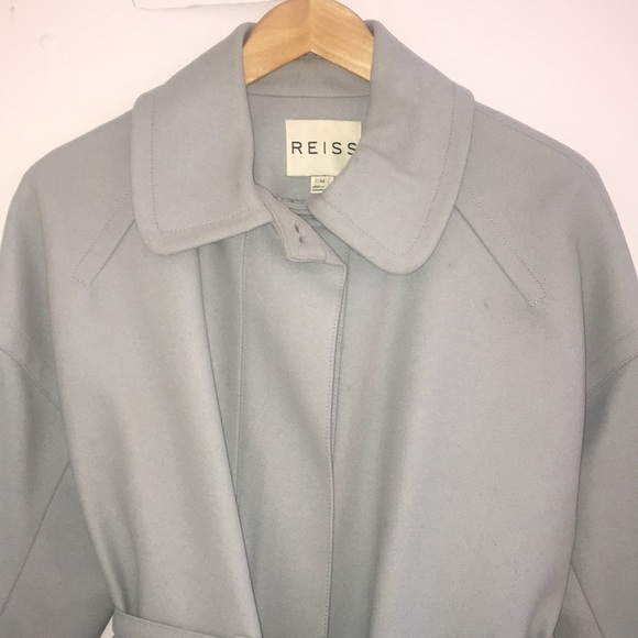 REISS Belted Wool Coat Light Blue Size XS - Picture 2 of 11